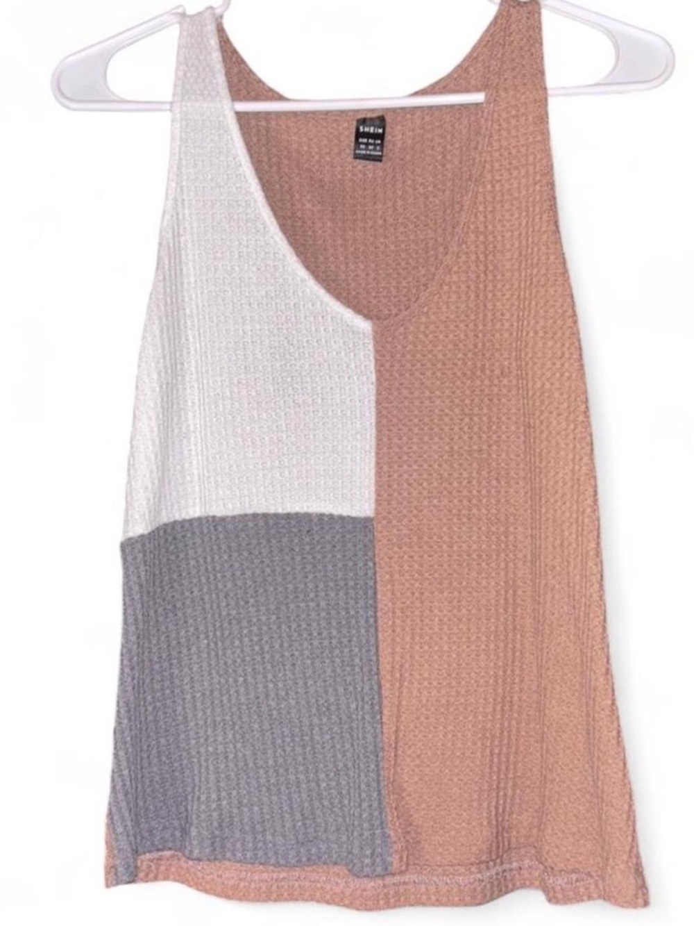Colorblock Knit Tank Top in White, Gray & Dusty Rose